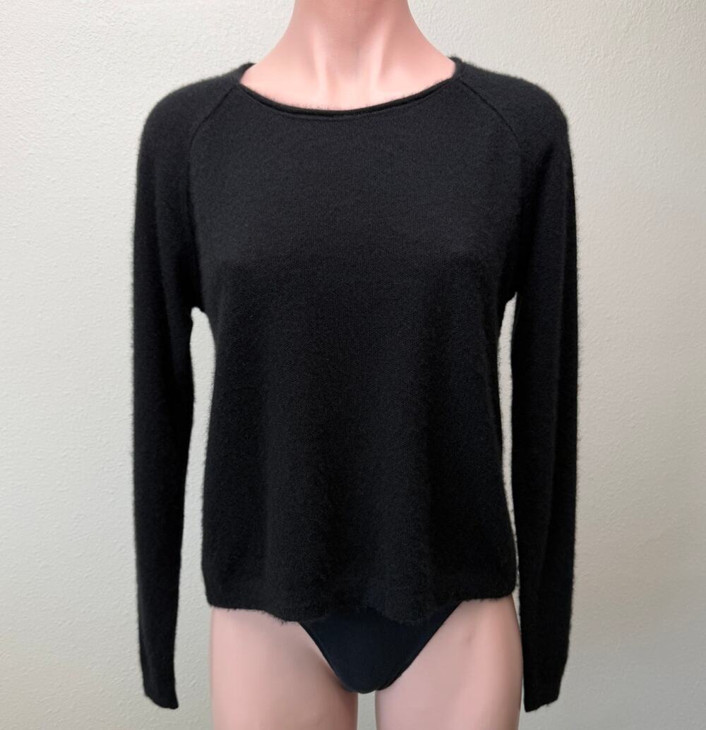 James Perse Black Cashmere Raglan Crewneck Sweater Women's US S Size 1